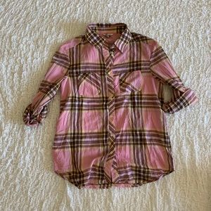 Kut from the kloth summer pink plaid shit size s